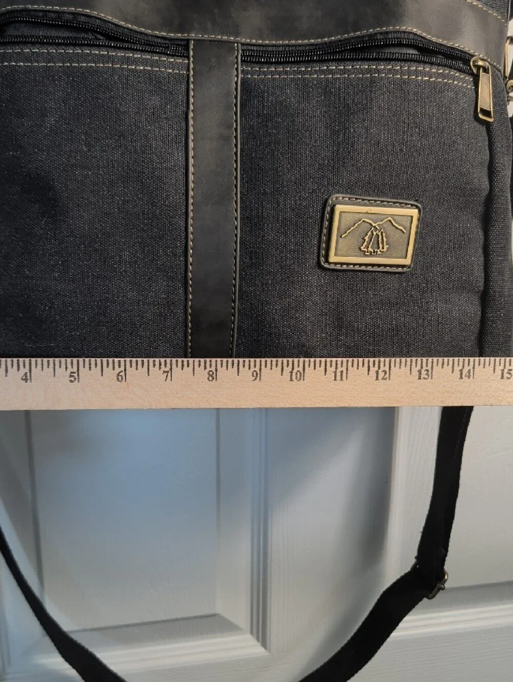 Black Canvas Laptop Tote Bag with Shoulder Strap